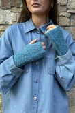 Boucle Fingerless Gloves Teal Melange